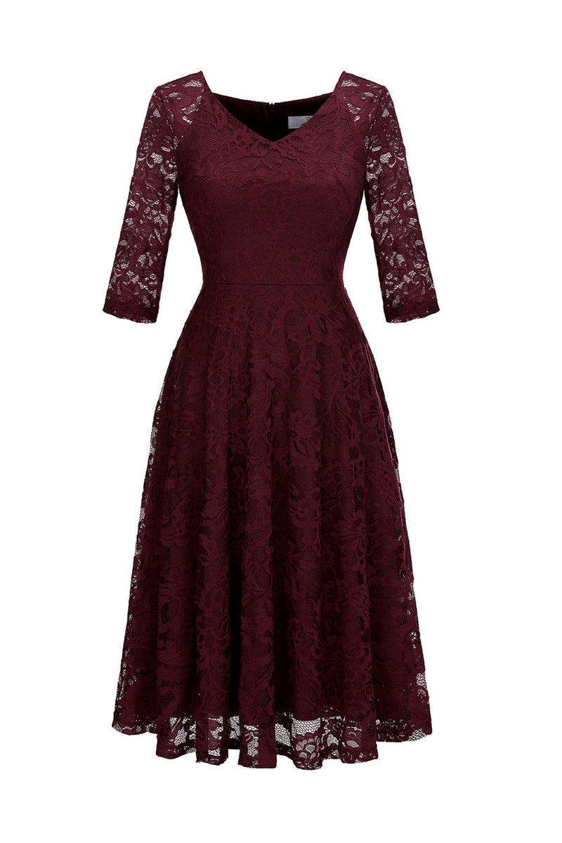 Load image into Gallery viewer, Blush V-Neck 3/4 Sleeves Lace Party Dress
