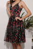 Load image into Gallery viewer, Floral Black Prom Dress