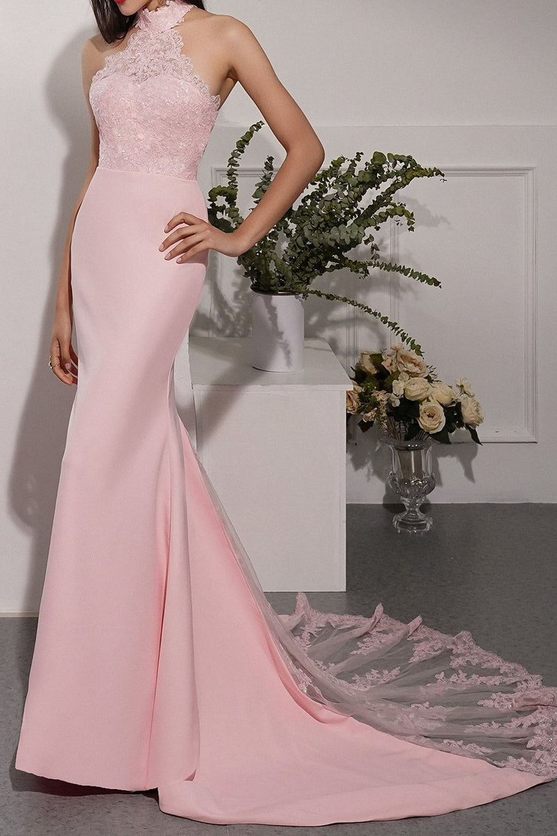 Load image into Gallery viewer, Pink Mermaid Prom Bridesmaid Dress