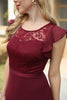Load image into Gallery viewer, Burgundy Lace Chiffon Bridesmaid Dress