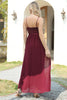 Load image into Gallery viewer, Burgundy Chiffon Wedding Guest Dress with Lace