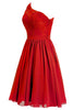 Load image into Gallery viewer, One Shoulder Red Homecoming Dress with Lace