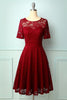 Load image into Gallery viewer, Burgundy Bridesmaid Plus Size Lace Dress