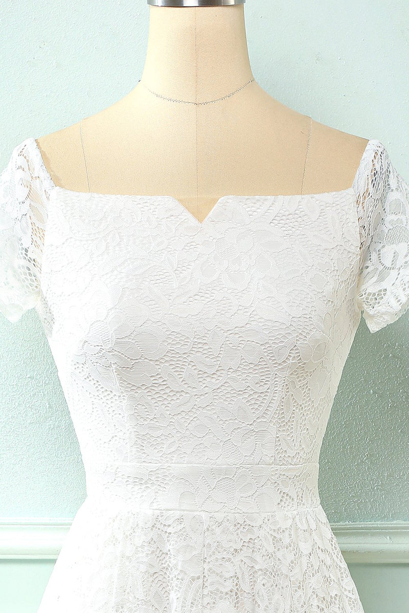 Load image into Gallery viewer, White Off the Shoulder Lace Party Dress