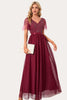 Load image into Gallery viewer, Sparkly Burgundy Beaded Long Tulle Prom Dress