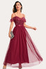 Load image into Gallery viewer, Burgundy Beaded A-Line Long Prom Dress