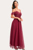 Load image into Gallery viewer, Burgundy Beaded A-Line Long Prom Dress