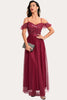 Load image into Gallery viewer, Burgundy Beaded A-Line Long Prom Dress