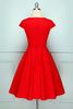 Load image into Gallery viewer, Red V Neck Swing Dress