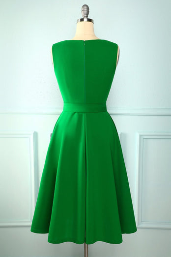 Dark Green Plus Size Vintage Swing Dress