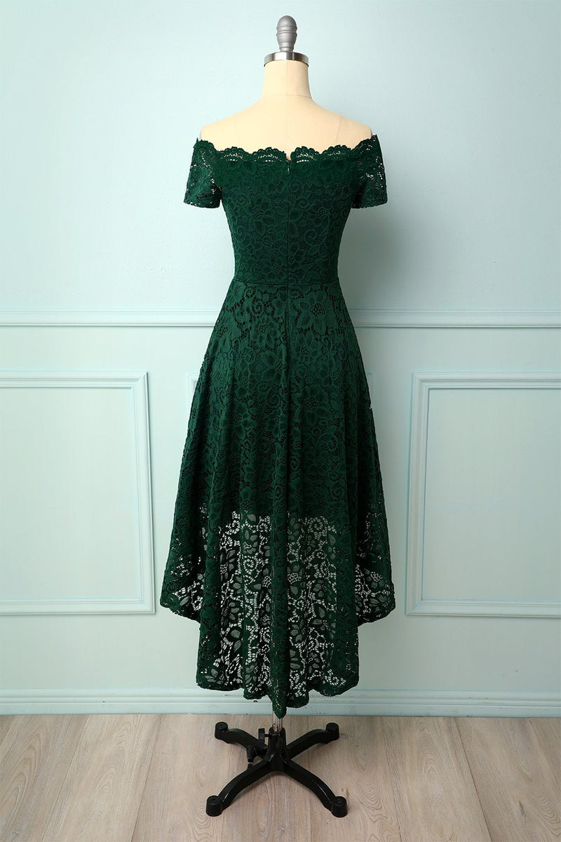 Load image into Gallery viewer, Dark Green Off the Shoulder Dress