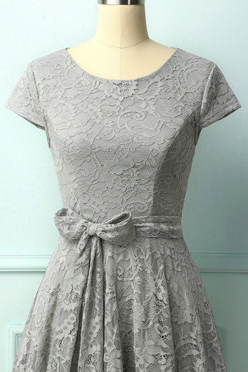 Grey Lace Midi Dress