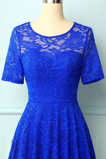 Royal Blue Bridesmaid Lace Dress
