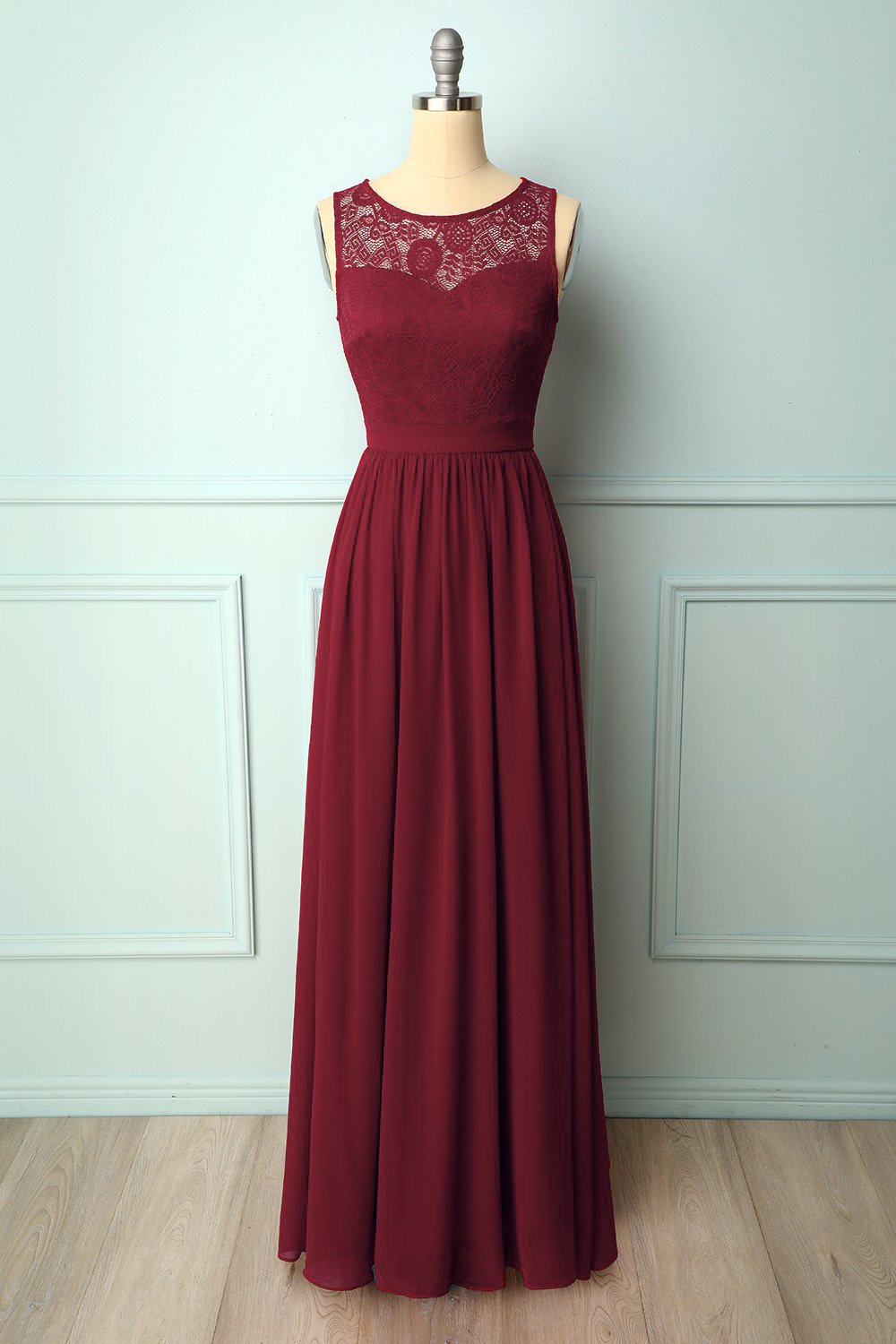 Burgundy Lace Long Dress