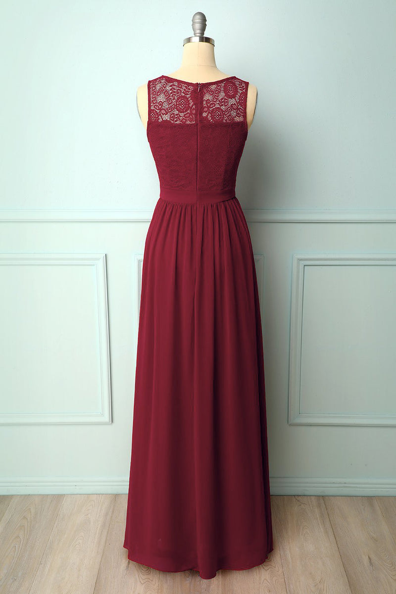 Load image into Gallery viewer, Burgundy Lace Long Dress