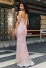 Load image into Gallery viewer, Pink Sequins Corset Prom Dress