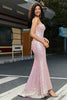 Load image into Gallery viewer, Pink Sequins Corset Prom Dress