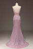 Load image into Gallery viewer, Trendy Mermaid Spaghetti Straps Blush Long Prom Dress with Beading