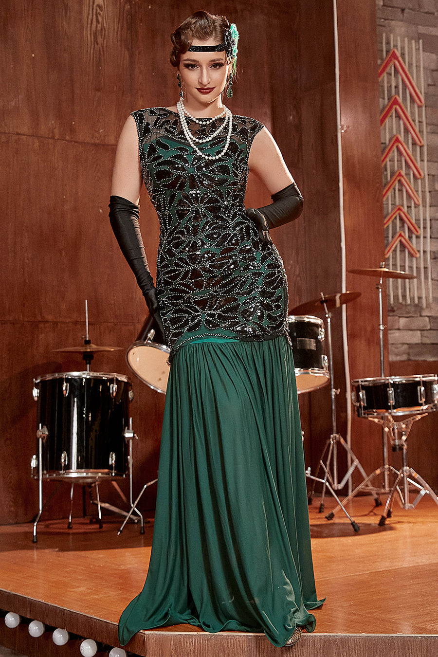 VIJIV Women’s Sparkle Sequin Flapper Dress – 1920s Gatsby Party Club Dress, Short Sleeve, Green (Size S) - View #7