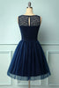 Load image into Gallery viewer, Navy Lace Graduation Dress