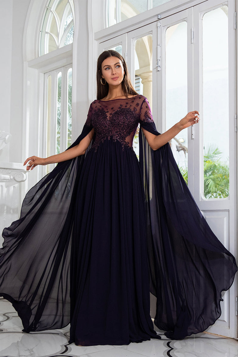 Load image into Gallery viewer, Luxurious A Line Bateau Long Mother Dress with Long Sleeves