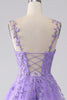 Load image into Gallery viewer, Lilac A-Line Spaghetti Straps Long Prom Dress with Appliques