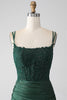 Load image into Gallery viewer, Dark Green Mermaid Spaghetti Straps Long Corset Prom Dress