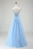 Load image into Gallery viewer, A-Line Light Blue Prom Dress with Appliques