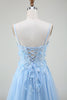 Load image into Gallery viewer, A-Line Light Blue Prom Dress with Appliques