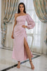 Load image into Gallery viewer, Pink One Shoulder Wedding Party Dress