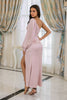 Load image into Gallery viewer, Pink One Shoulder Wedding Party Dress