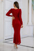 Load image into Gallery viewer, Burgundy Mermaid Mother Dress with Ruffles