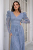 Load image into Gallery viewer, Blue Lace Long Mother Dress with Sleeves