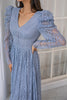 Load image into Gallery viewer, Blue Lace Long Mother Dress with Sleeves