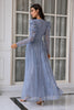 Load image into Gallery viewer, Blue Lace Long Mother Dress with Sleeves