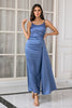 Load image into Gallery viewer, Blue Spaghetti Straps Simple Mother Dress