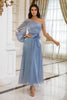 Load image into Gallery viewer, Blue One Shoulder Simple Mother Dress