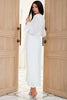 Load image into Gallery viewer, White V Neck Mother Jumpsuit with Long Sleeves