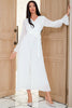 Load image into Gallery viewer, White V Neck Mother Jumpsuit with Long Sleeves