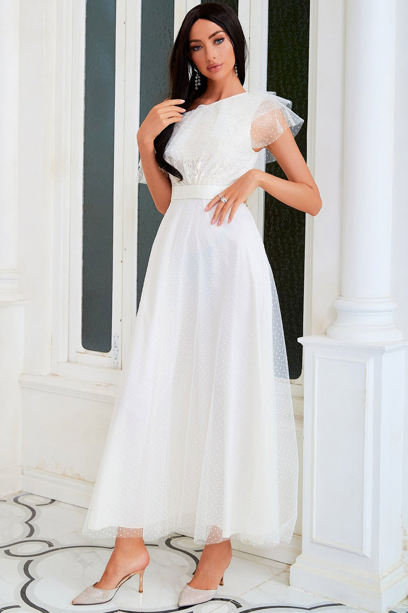 Load image into Gallery viewer, One Shoulder White Party Dress with Net Yarn