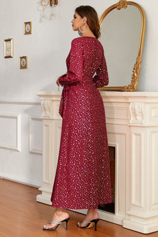 Burgundy V Neck Mother Of The Bride Dress