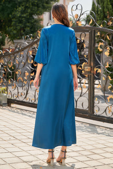 Royal Blue Mother Dress with Half Sleeves