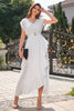 Load image into Gallery viewer, White Chiffon Formal Party Dress with Lace