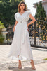 Load image into Gallery viewer, White Chiffon Formal Party Dress with Lace