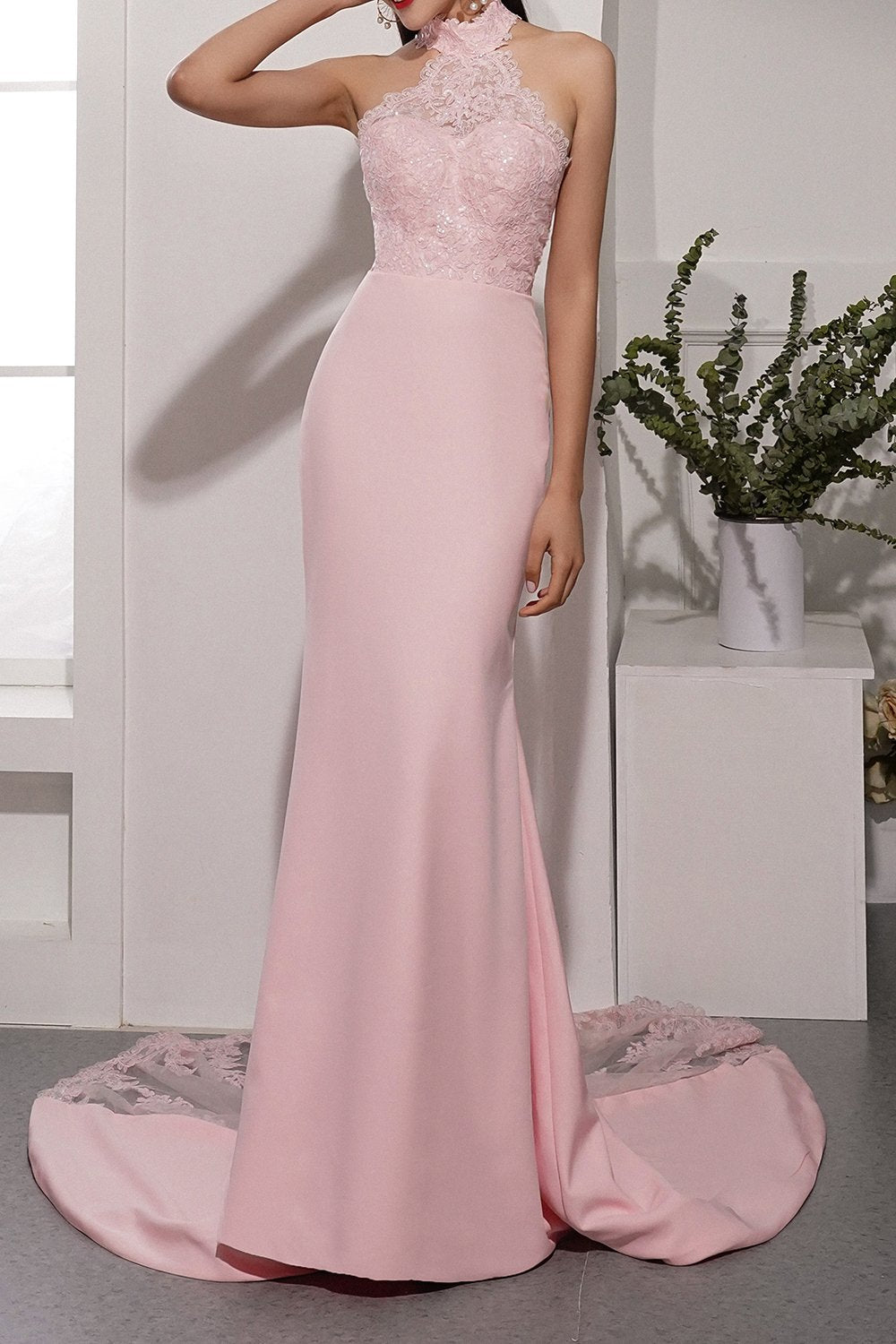 Pink Mermaid Prom Bridesmaid Dress