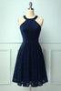 Load image into Gallery viewer, Navy Halter Lace Midi