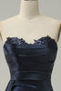 Load image into Gallery viewer, A Line Sweetheart Navy Long Prom Dress with Split Front