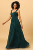 Load image into Gallery viewer, Chiffon Green Bridesmaid Dress with Ruffles