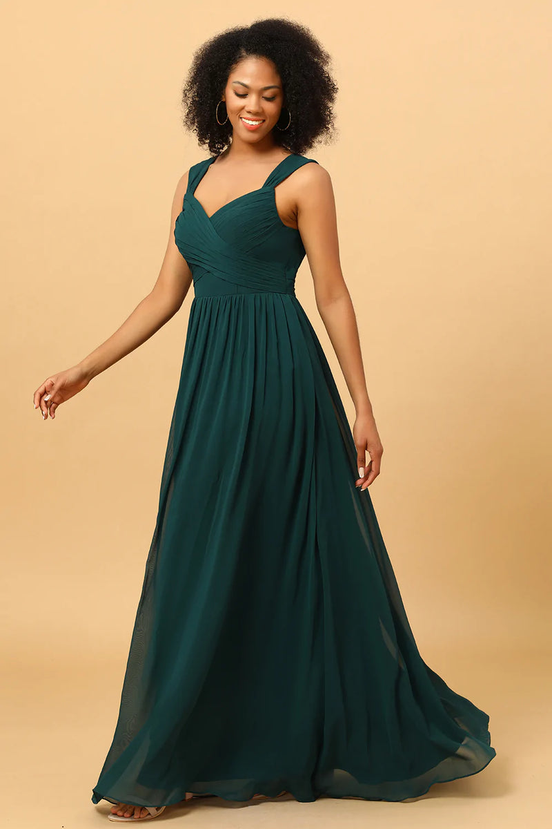 ZAPAKA Women Green Bridesmaid Dress with Ruffles Chiffon A line