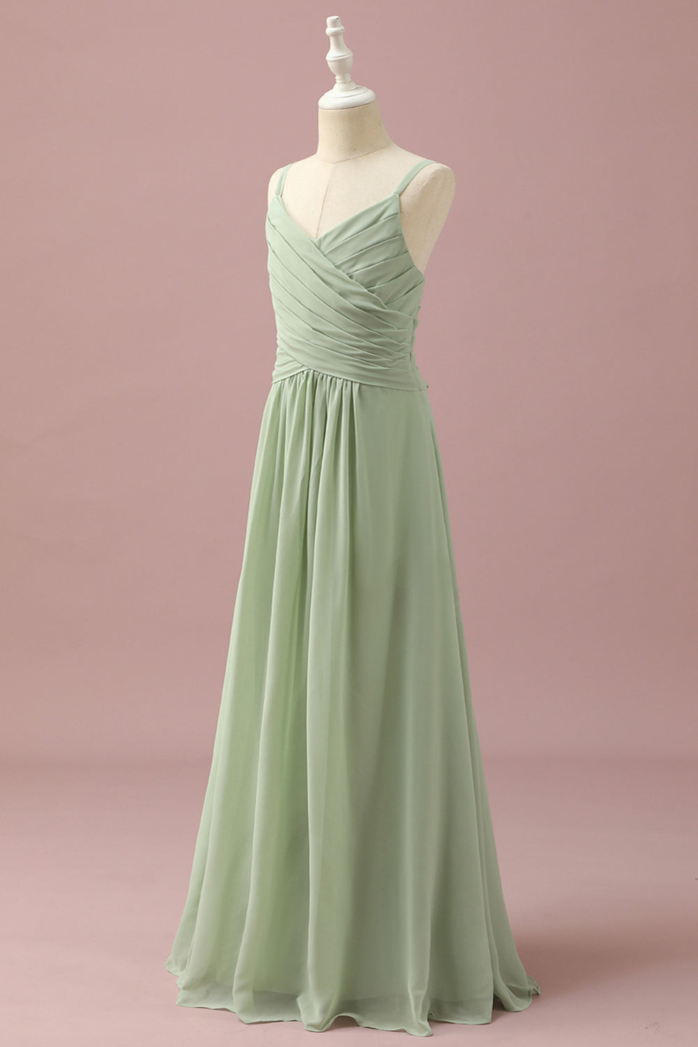 Zapaka Women Junior Bridesmaid Dress Sage Straps Chiffon Wedding Guest Dress – ZAPAKA UK